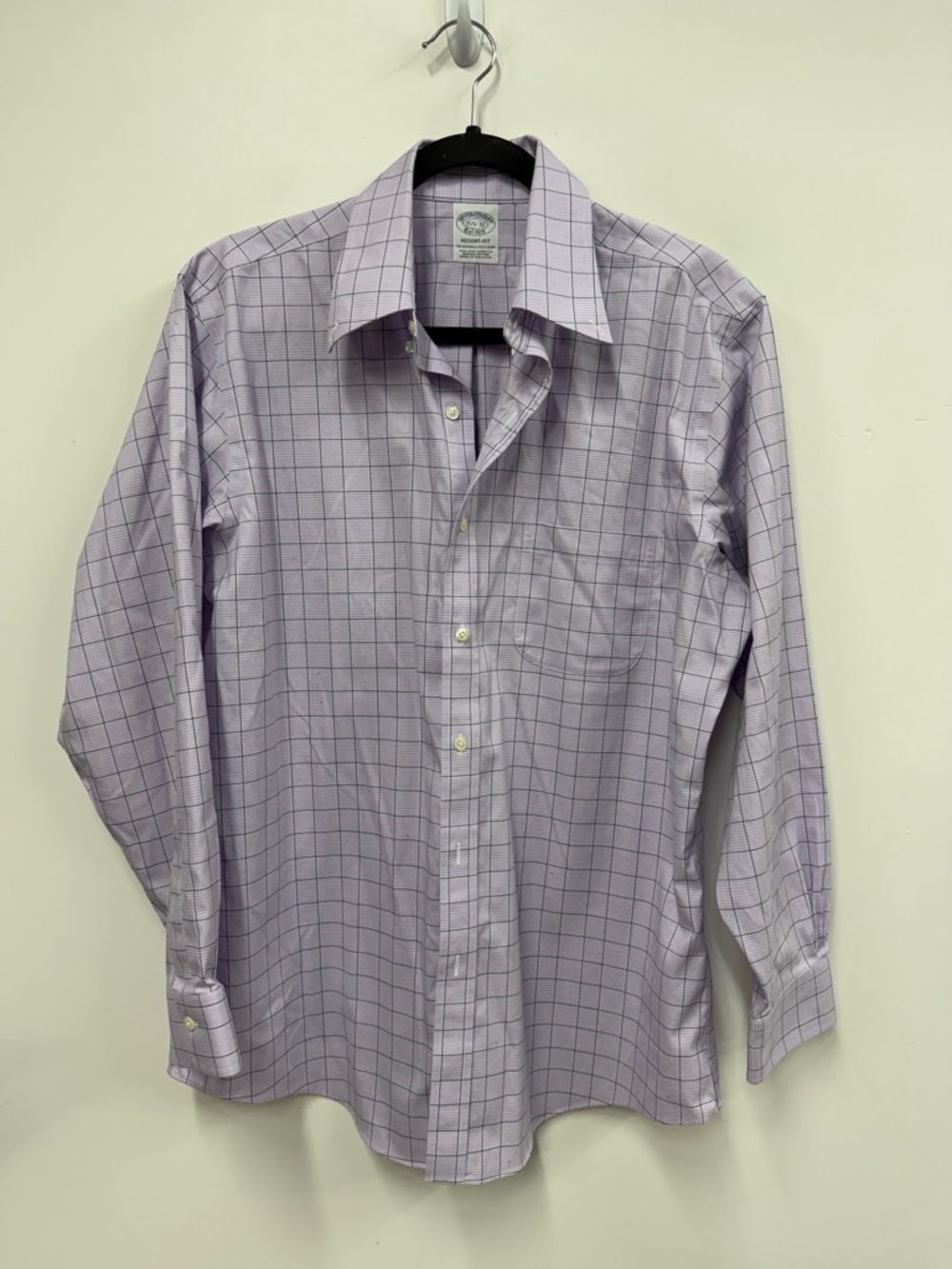Brooks Brothers Lavender Windowpane Dress Shirt regent fit 15.5 -32